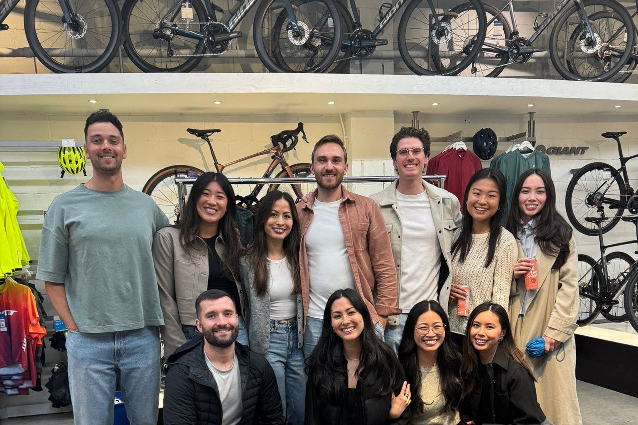 Cyclists visiting the ENLESCE x Giant Vancouver pop-up store